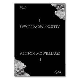 Moderne Bloemen Huwelijk Zwart-wit Vis Kaart