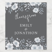 Moderne bloemen juichen van Passen getrouwd bruilo Wijn Etiket (Enkel label)