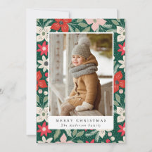 Moderne bloemen | Kerst fotokaart