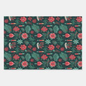 Moderne Bloemen Kerstmis Inpakpapier Vel (Voorkant 3)