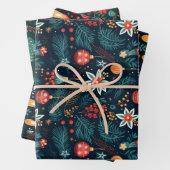 Moderne Bloemen Kerstmis Inpakpapier Vel (In situ)