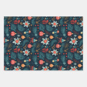 Moderne Bloemen Kerstmis Inpakpapier Vel (Voorkant)