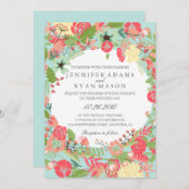 MODERNE BLOEMEN KRANS BRUILOFT UITNODIGING (Voorkant / Achterkant)