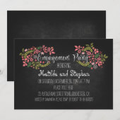 Moderne bloemen krijtbord verlovingsfeest uitnodig kaart (Voorkant / Achterkant)