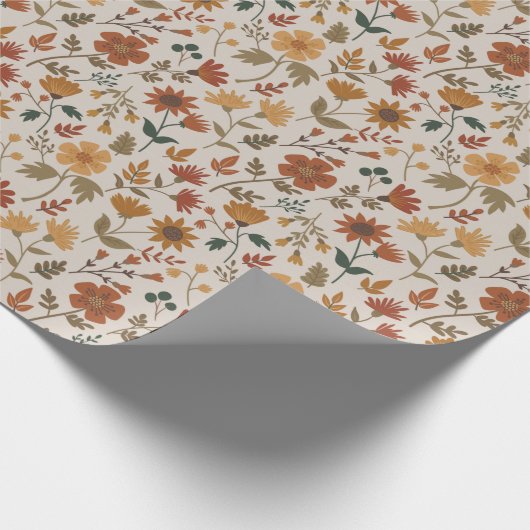 Moderne bloemen laten de gouden roest een flank cadeaupapier (Hoek)