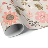 Moderne bloemen laten roze roestvrij cadeaupapier (Rol Hoek)