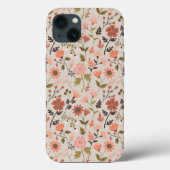 Moderne bloemen laten roze sierbloemen Case-Mate iPhone case (Achterkant)