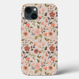 Moderne bloemen laten roze sierbloemen Case-Mate iPhone case