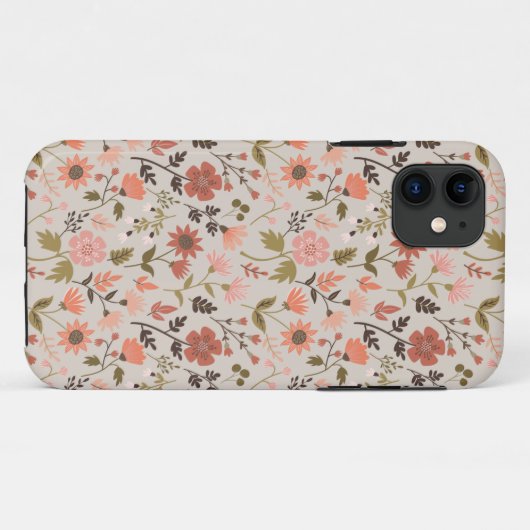 Moderne bloemen laten roze sierbloemen Case-Mate iPhone case (Achterkant (horizontaal))