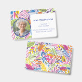 Moderne bloemen leraar personeel foto ID Badge (Voor- en achterkant)