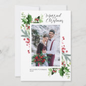 Moderne Bloemen lijst Vakantie Bruiloft Aankondigi Bedankkaart (Voorkant)