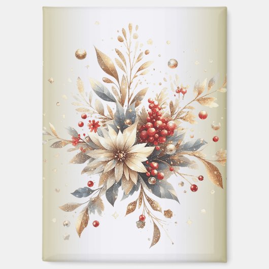 Moderne Bloemen Magnet voor de Feestdagen (Voorkant)
