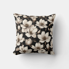 Moderne Bloemen Magnolia Bloemen op Zwart Kussen