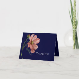 Moderne Bloemen Marine Fotobruiloft Bedankkaart