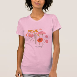  Moderne Bloemen met Aangepaste Naam T-shirt
