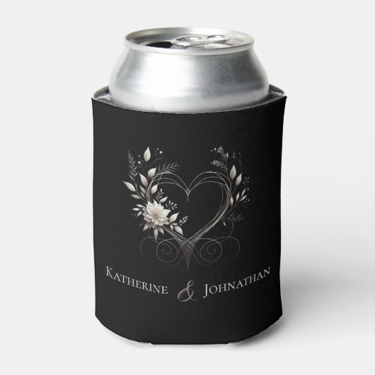 Moderne bloemen met een hart blikjeskoeler (Blikje Voorkant)