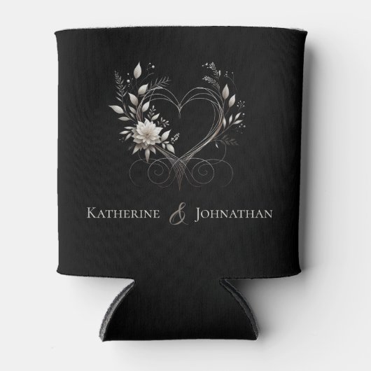 Moderne bloemen met een hart blikjeskoeler (Voorkant)