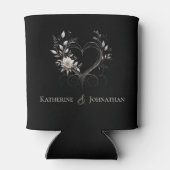 Moderne bloemen met een hart blikjeskoeler (Achterkant)