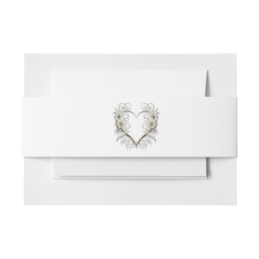 Moderne bloemen met een hart-bruiloft uitnodigingen wikkel (Voorkant Voorbeeld)