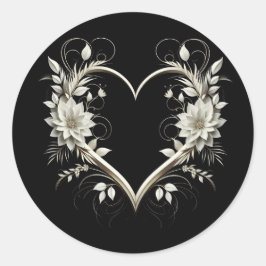 Moderne bloemen met een hart ronde sticker