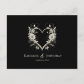 Moderne bloemen met een hart-RSVP-bruiloft Briefkaart (Voorkant)