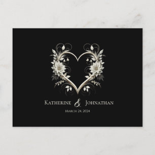 Moderne bloemen met een hart-RSVP-bruiloft Briefkaart