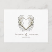 Moderne bloemen met een hart-RSVP-bruiloft Briefkaart (Voorkant)