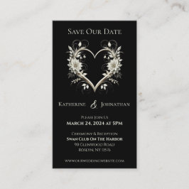 Moderne bloemen met een hart-Save the Date- Visitekaartje