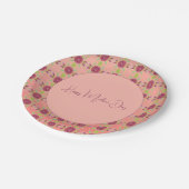 moderne bloemen met roze en Limoen Papieren Bordje (Gekanteld)