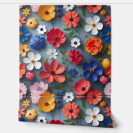 Moderne Bloemen Mix en Match Papieren Bloem Verwij Behang