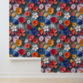 Moderne Bloemen Mix en Match Papieren Bloem Verwij Behang