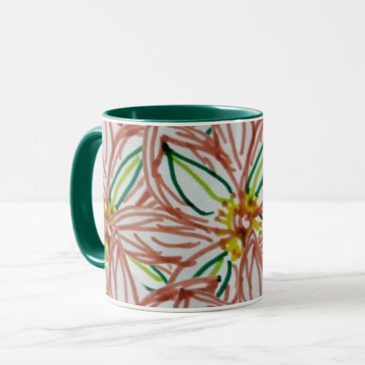 Moderne bloemen mok (Voorkant links)