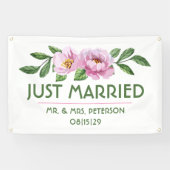 Moderne Bloemen Net Getrouwd Auto Banner (Horizontaal)