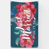 Moderne bloemen net getrouwd banner (Verticaal)