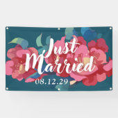Moderne bloemen net getrouwd banner (Horizontaal)