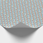 Moderne bloemen op blauw cadeaupapier (Hoek)