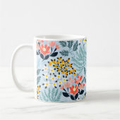 Moderne bloemen op blauw koffiemok (Links)