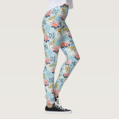Moderne bloemen op blauw leggings (Rechts)