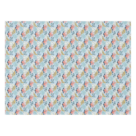 Moderne bloemen op blauw tafelkleed (Voorkant (Horizontaal))