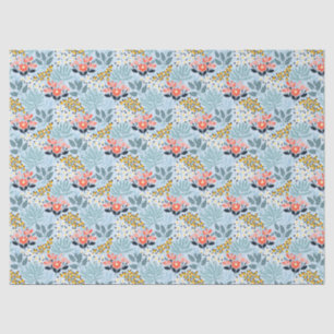 Moderne bloemen op blauw tissuepapier
