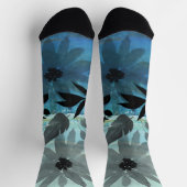 Moderne Bloemen Op Dromerige Blauwe Achtergrond Sokken (Top)