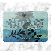 Moderne bloemen op droomblauwe achtergrond badmat