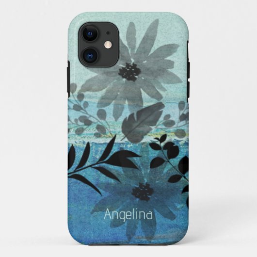 Moderne bloemen op droomblauwe achtergrond Case-Mate iPhone case (Achterkant)