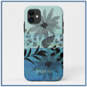 Moderne bloemen op droomblauwe achtergrond Case-Mate iPhone case