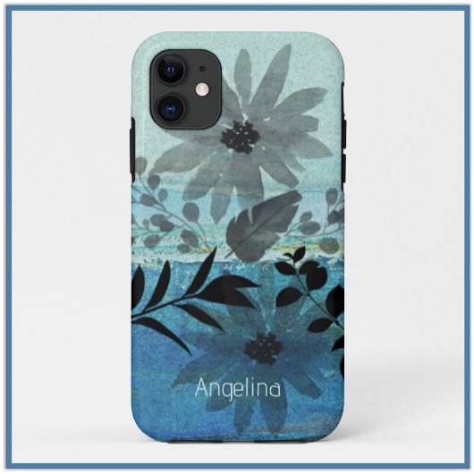 Moderne bloemen op droomblauwe achtergrond Case-Mate iPhone case