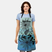 Moderne bloemen op droomblauwe achtergrond schort (Gedragen)
