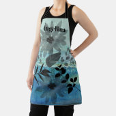 Moderne bloemen op droomblauwe achtergrond schort (Insitu)