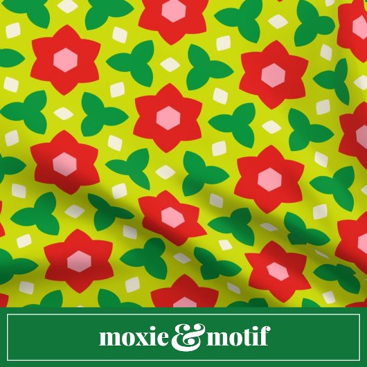 Moderne bloemen op groene en rode geometrische blo ronde klok