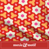 Moderne bloemen op rode en perzik geometrische blo keramische knop