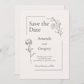 Moderne Bloemen Opslaan De Datum Huwelijksuitnodig Kaart (Voorkant / Achterkant)